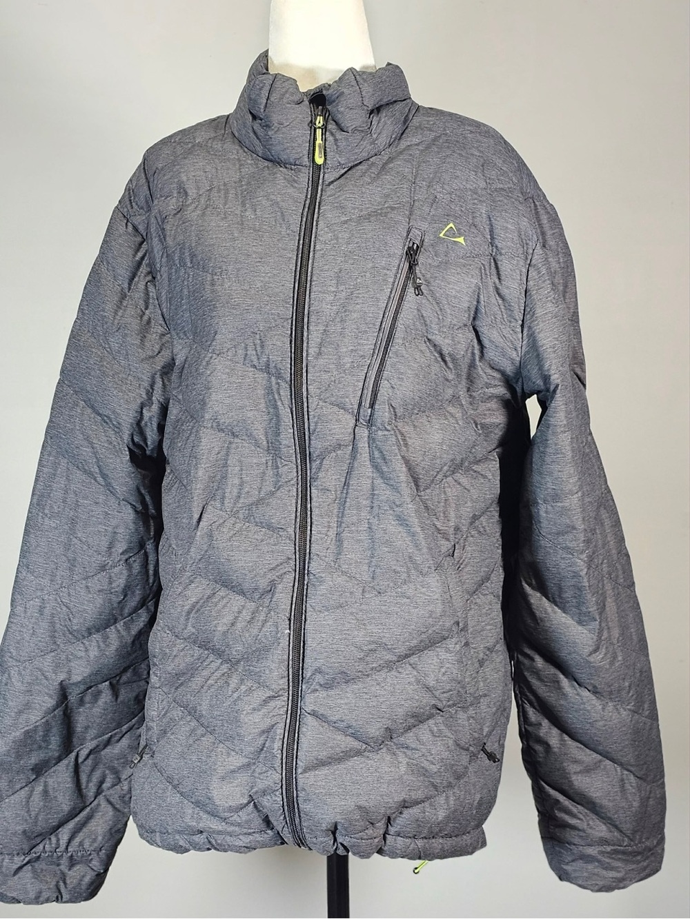 EUC Down  Quilted Puffer Jacket with Lime Accent